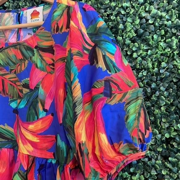 NWT Farm Rio Banana Mix Tiered Midi Dress - Picture 9 of 11